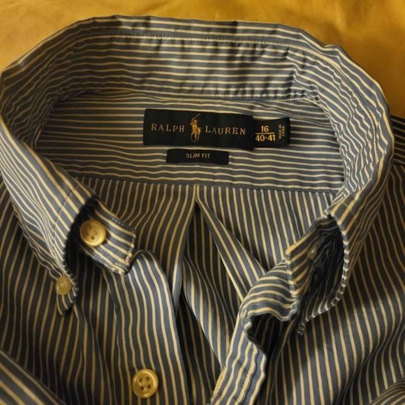 Polo by Ralph Lauren Men's L/S Striped Dress Shirt (16-40/41 - Slim Fit) - Picture 2 of 4